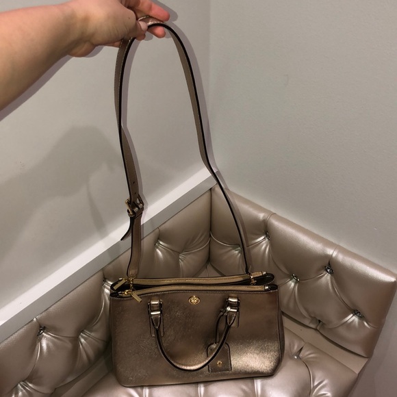 Tory Burch Robinson Metallic Mini Double Zip Bag - Picture 9 of 16